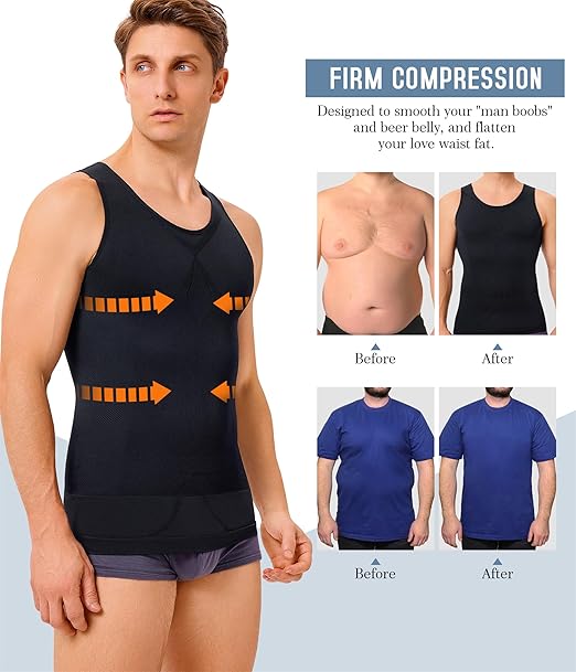 Mens Slimming Body Shaper Compression Tank Top Undershirt Shapewear