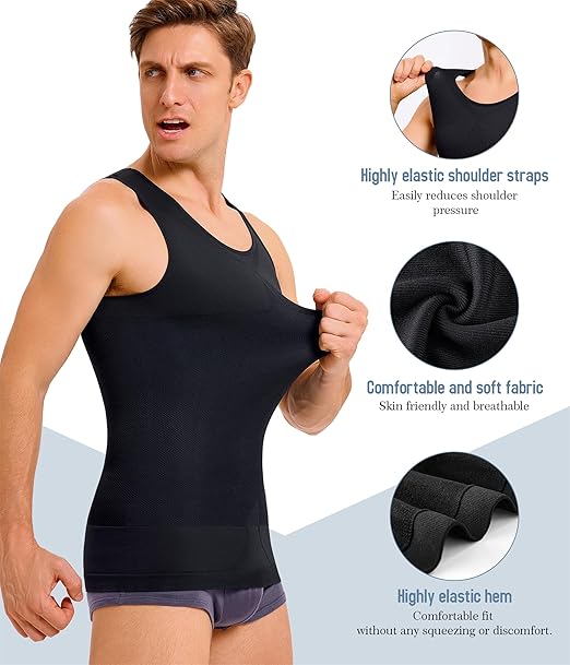 Mens Slimming Body Shaper Compression Tank Top Undershirt Shapewear