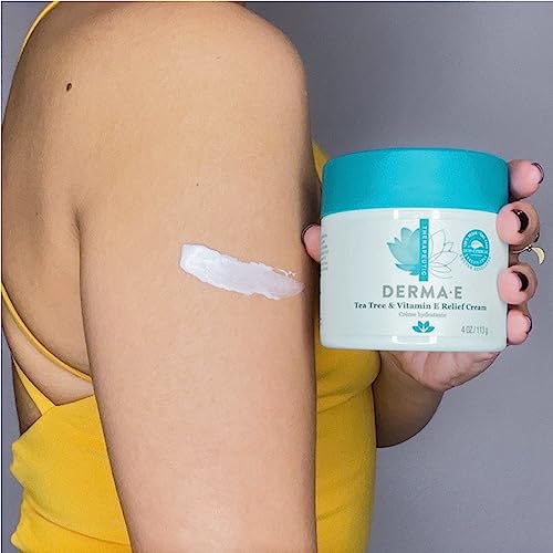 Derma E Tea Tree and Vitamin E Relief Cream – Deeply Moisturizing Tea Tree Lotion – Vitamin E Cream Soothes, Calms and Nourishes Dry, Irritated Skin, 4 oz